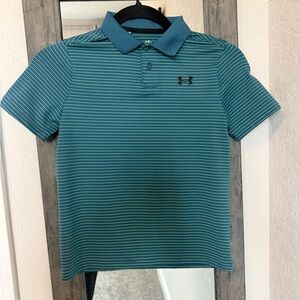 Youth Under Armour Teal Striped Polo Shirt